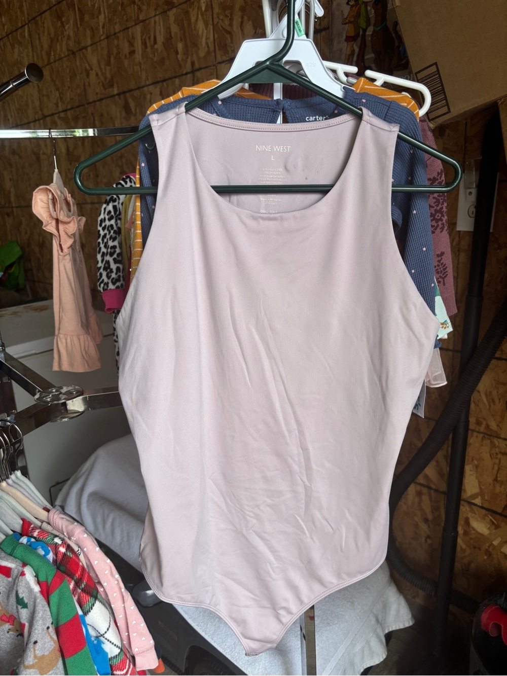Size Large Nine West Women's Sleeveless Blouse Bodysuit - Light Pink/ Lavender